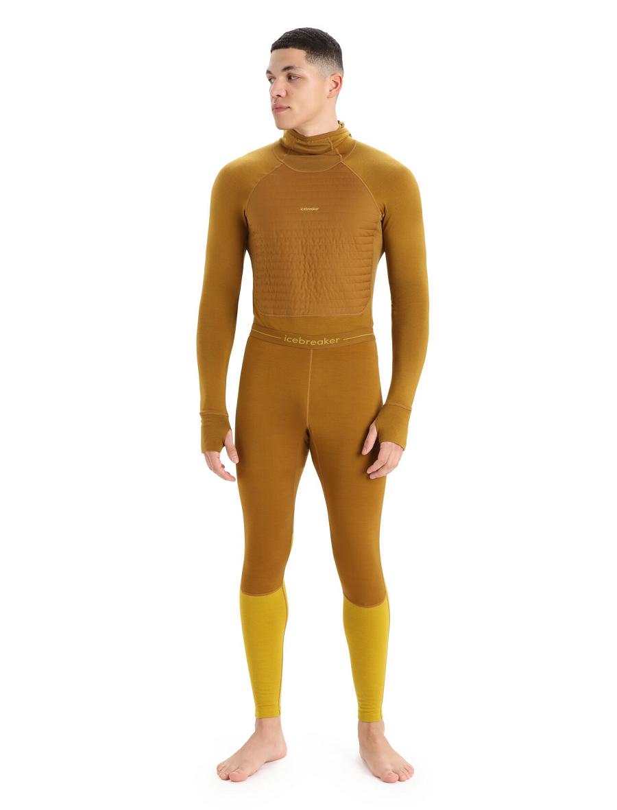 Clove / Silent Gold Men's Icebreaker 200 ZoneKnit™ Merino Leggings | USA 1120FDNM